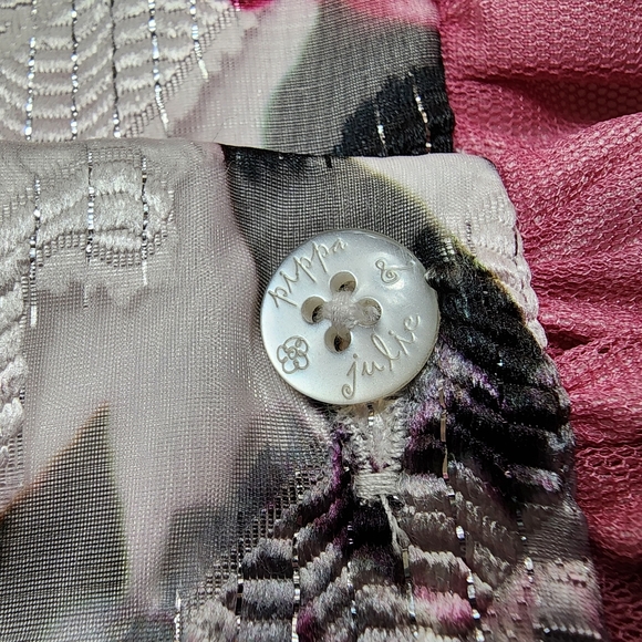 Pippa & Julie Floral A Line Dress Girls 6 White Pink Hi Low Pleated Sleeveless - Picture 7 of 9